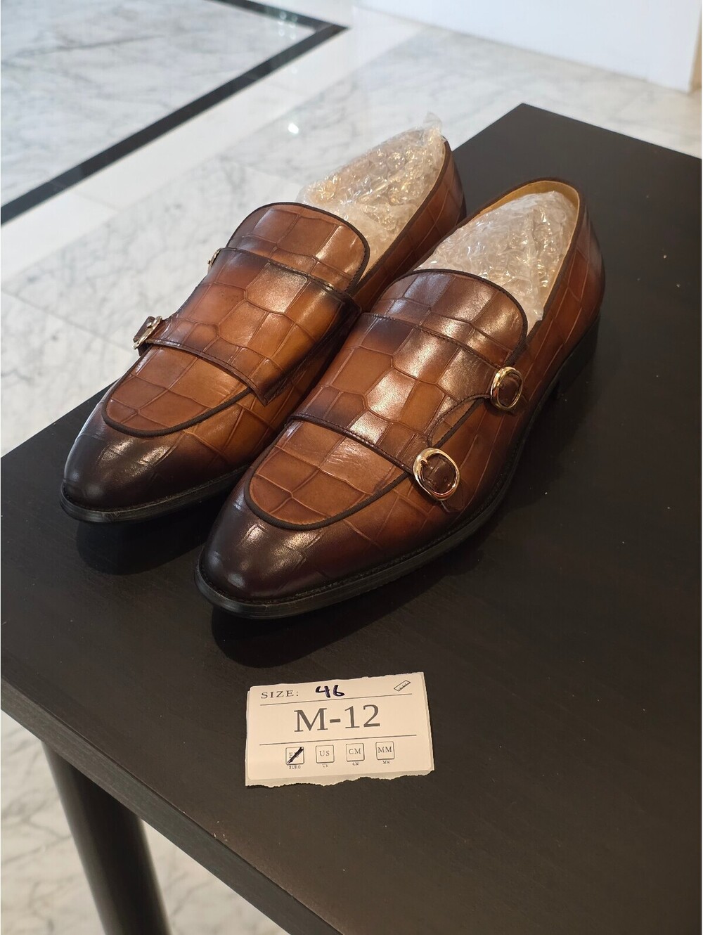 Men's Brown Two-Tone Loafers with Buckle Accents